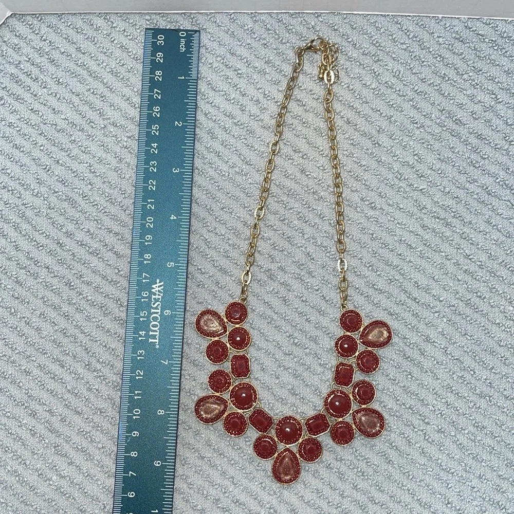 Bold Red and Gold Statement Necklace - Picture 5 of 7